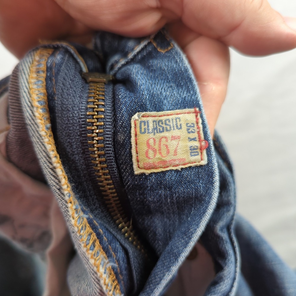 Polo Ralph Lauren 867 Jeans Mens 33x30 Blue Classic Straight Leg Distressed - Picture 14 of 16